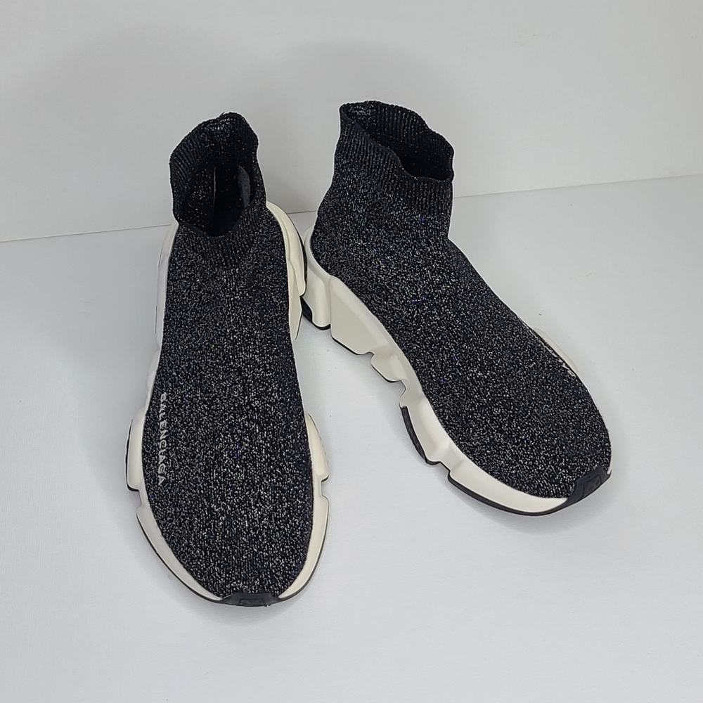 - Balenciaga Metallic Black Speed cloth Trainers Limited Edition (Size 37) - Picture 5 of 6